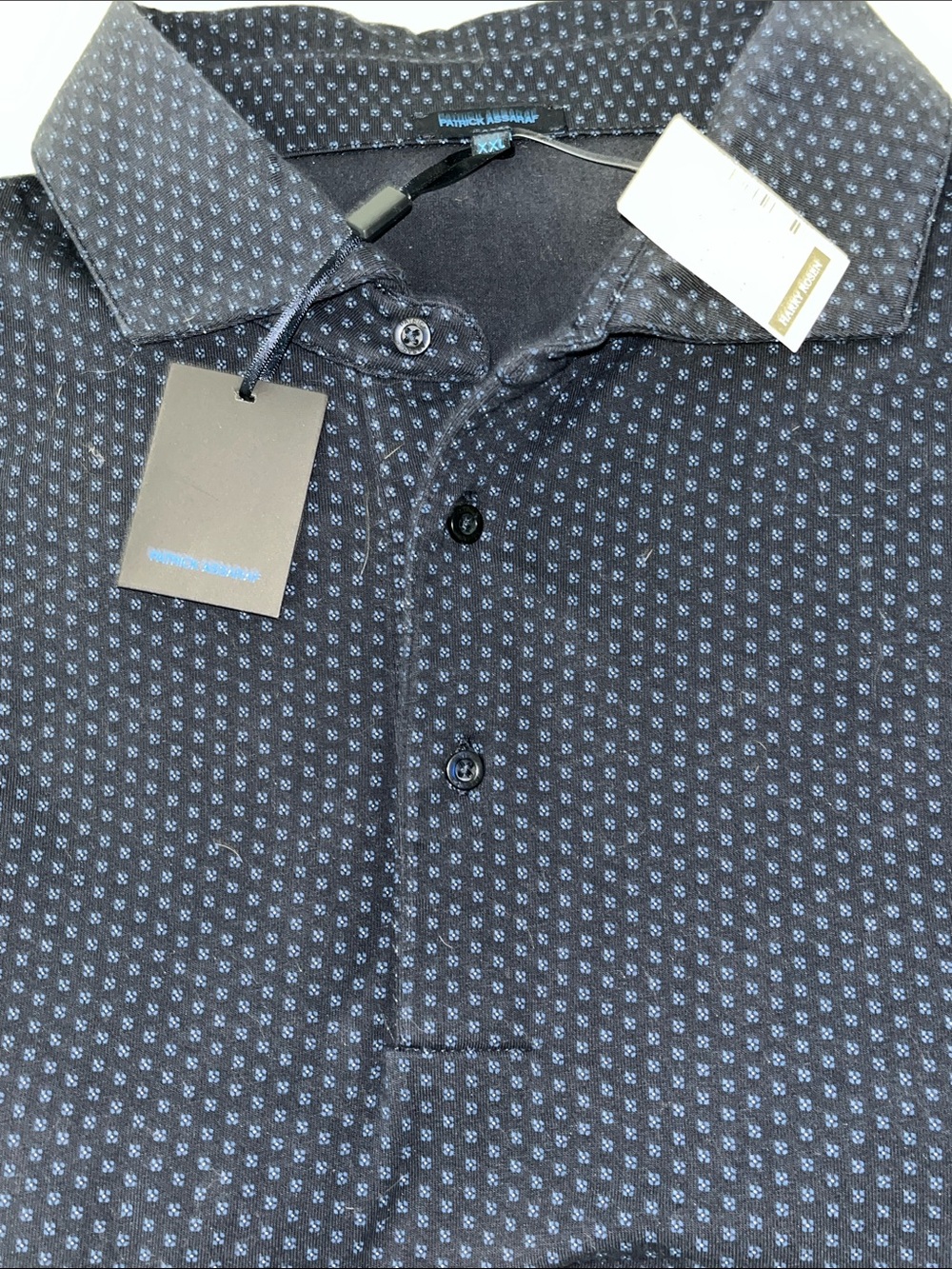 Men's Navy Micro Dot Polo Shirt - Casual Short Sleeve Polo Size XXL